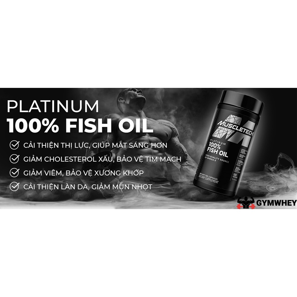 Omega 3  Bồi Bổ Tim Mạch và Xương Khớp Muscletech Platinum Omega Fish Oil 100 Viên