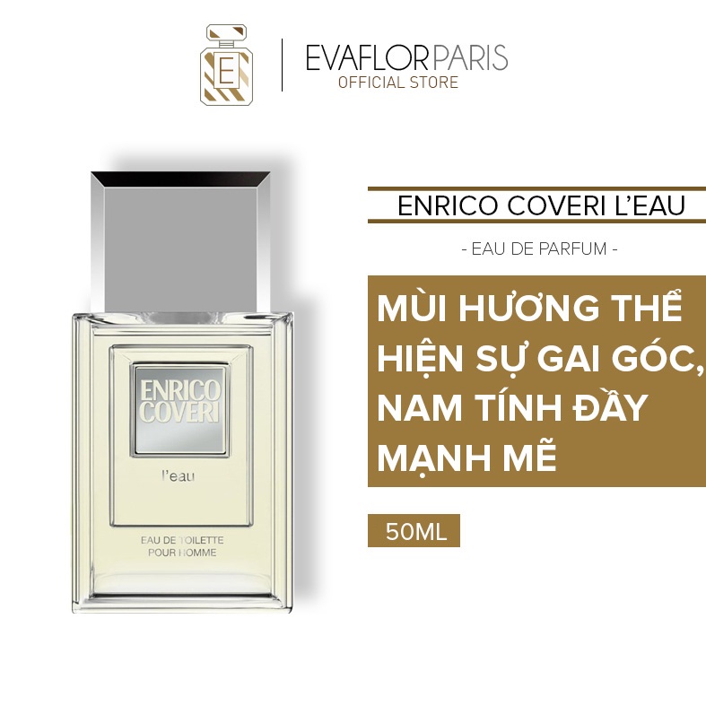 Nước hoa Pháp Evaflor Enrico Coveri L'eau sang trọng, nam tính, đầy mạnh mẽ 100ml