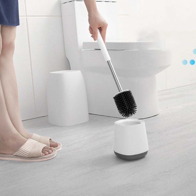 Bộ Bàn Chải Vệ Sinh Toilet Với Tay Cầm Bằng Inox Mềm Mại Tiện Dụng