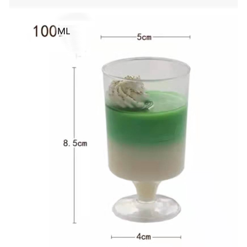Set 10 Cốc Nhựa Đựng Bánh Tráng Miệng Dùng Một Lần Kèm Muỗng