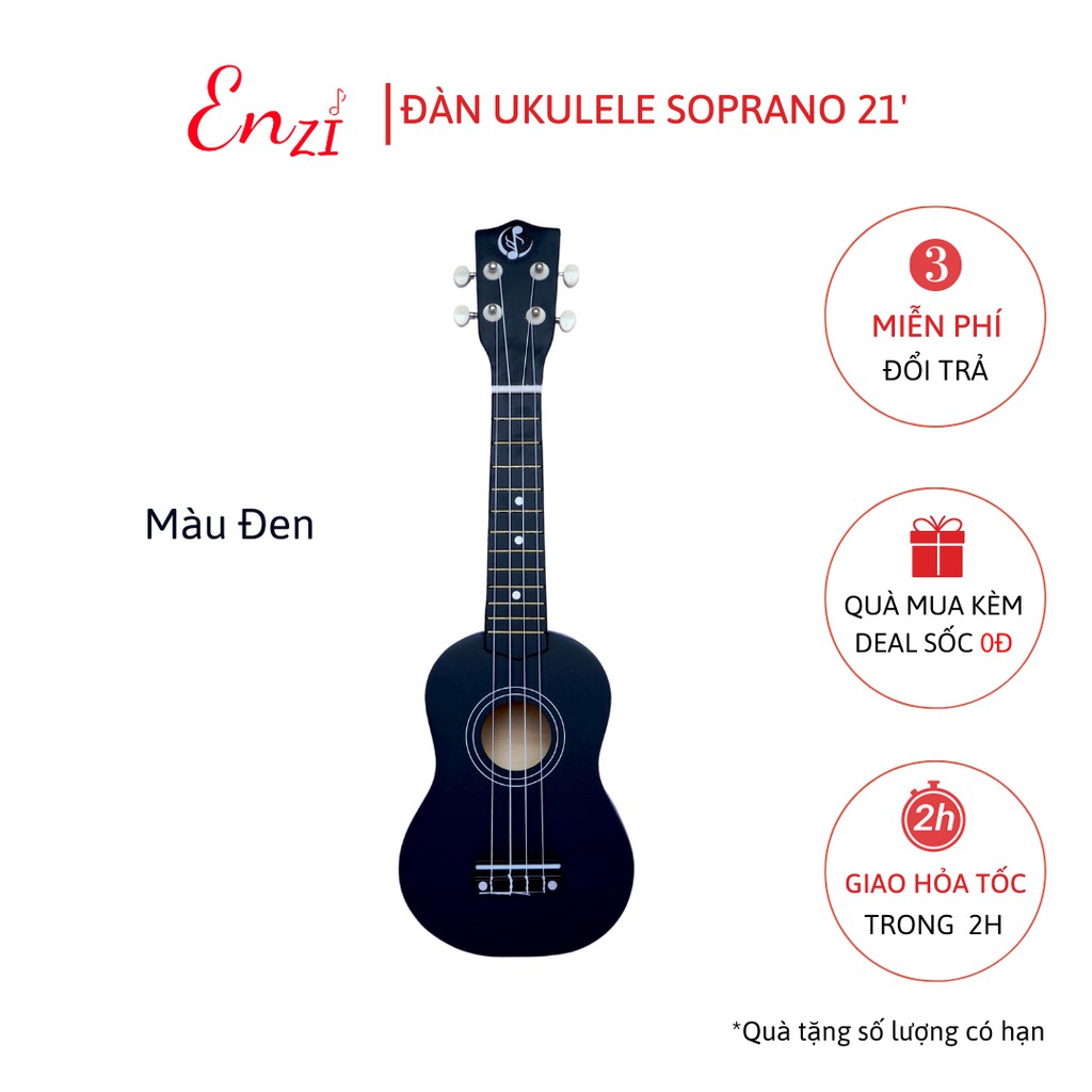 Đàn ukulele soprano gỗ xịn nhiều màu sắc size 21 inch hàng cao cấp Enzi