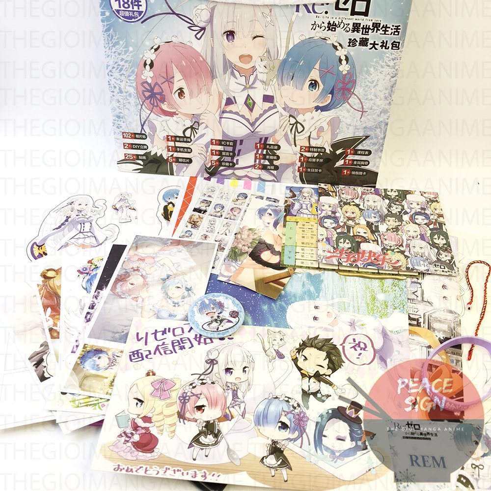 Túi quà Re:Zero Bắt Đầu Lại Ở Thế Giới Khác có poster postcard bookmark banner huy hiệu thiếp ảnh dán album ảnh