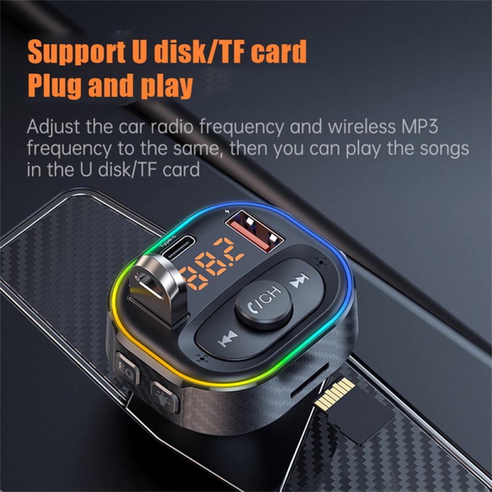 Tẩu Sạc Nhanh USB QC3.0 Kết Nối Bluetooth 5.0 FM MP3 Loại C PD 20W Cho Xe Hơi