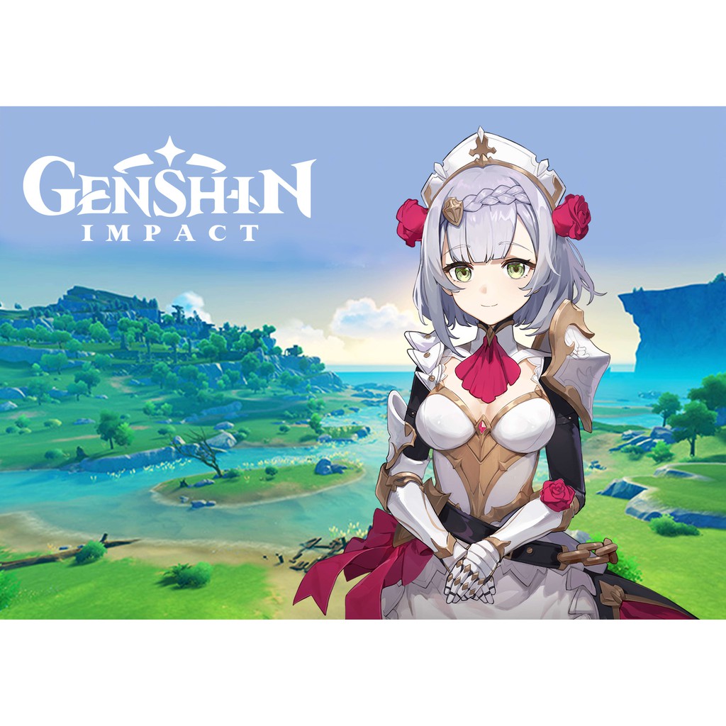 Poster nhân vật game Genshin Impact, Background Bờ biển Flacon, Khổ A3 Tùy Chon Full nhân vật, Màu đẹp