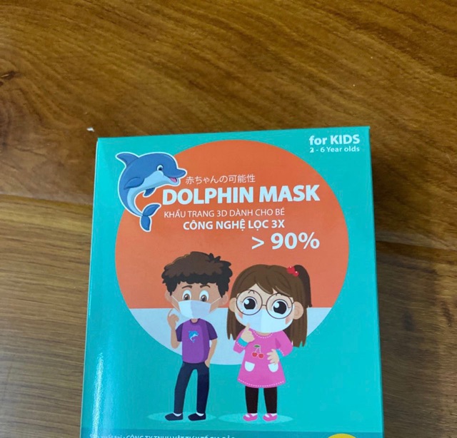 Khẩu trang 3D DOLPHIN MASK cho bé từ 7m-5y (Hộp 10 cái)