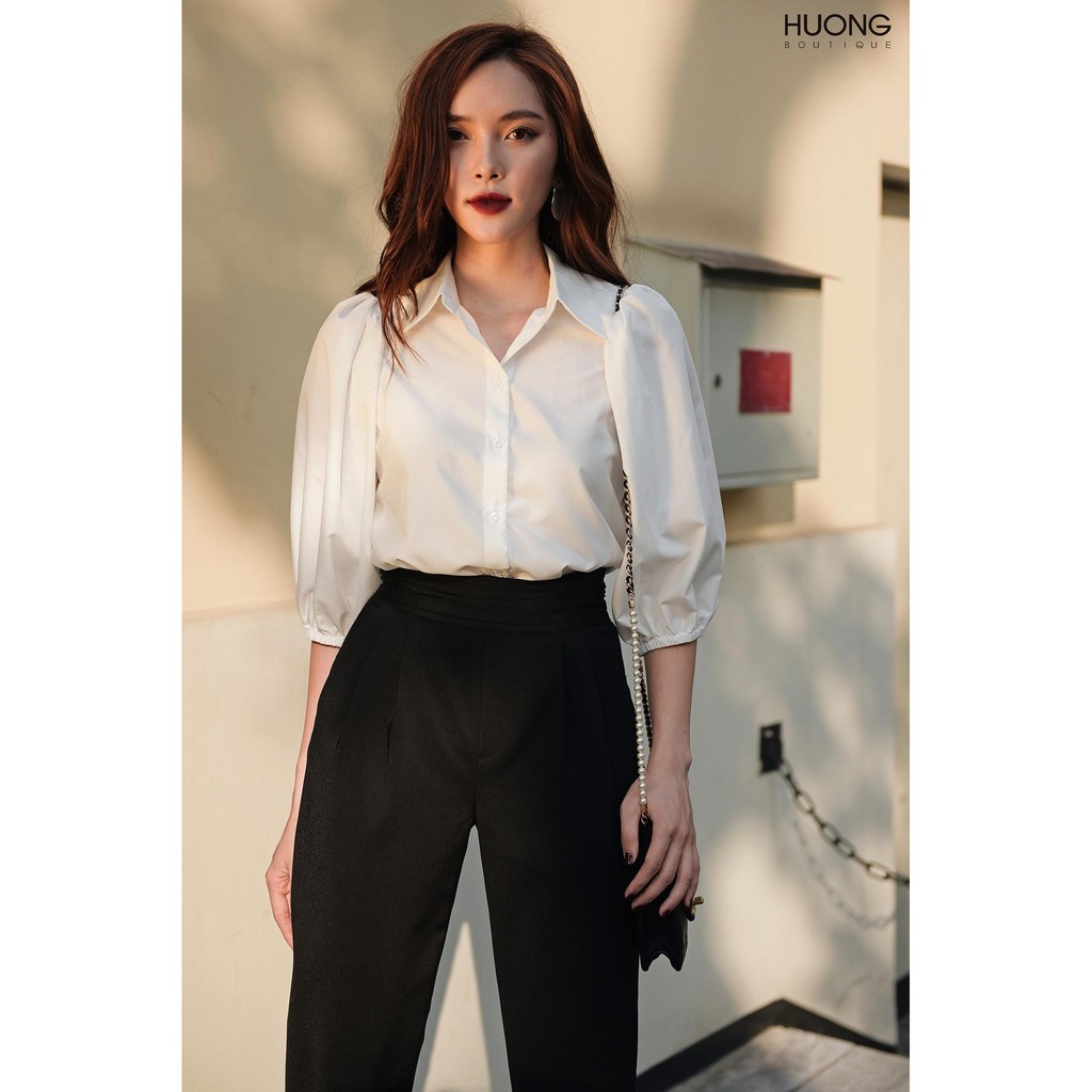 Áo sơ mi cotton nữ HB HUONGBOUTIQUE HBSM675 trẻ trung, cá tính, hottrend 2022