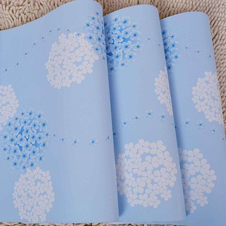 Combo 10m giấy dán tường Cẩm tú cầu xanh có keo sẵn