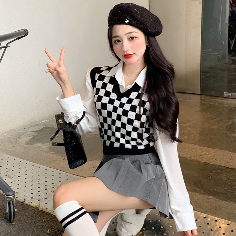 Áo sweater không tay cổ chữ V phong cách trẻ trung thời trang cho nữ