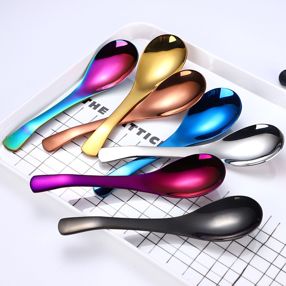 Thìa đáy tròn bằng thép không gỉ mạ vàng bạc chất lượng cao