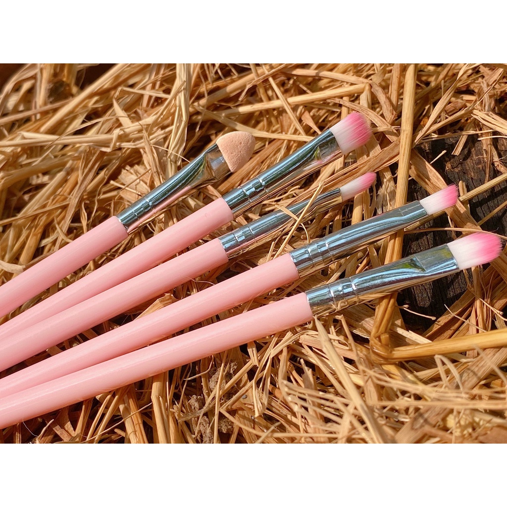 Ảnh thật 🍀Set cọ hồng trang điểm 5 cây mini bánh bèo nội địa