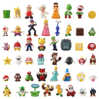  48 Cái   bộ Trò Chơi Super Mario Bros Luigi Mario Yoshi Peach Daisy Donkey kong Wario Waluigi Toad Bill Red Mushroom Power Star PVC Nhân Vật Hành Động Mô Hình Búp Bê Đồ Chơi 