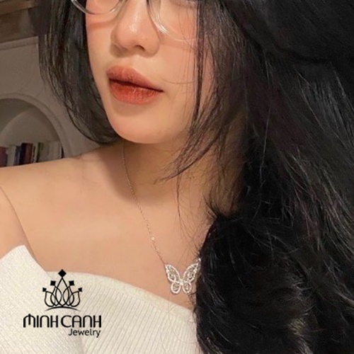 Dây Chuyền Bạc Hình Con Bướm Đính Đá - Minh Canh Jewelry