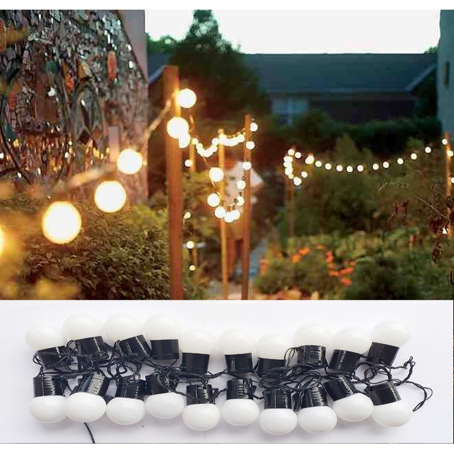 Dây đèn Ping pong light 20 bóng trang trí lều, cắm trại, cafe, cây ngoài trời cắm điện 5M - có đuôi nối nhiều dây lại