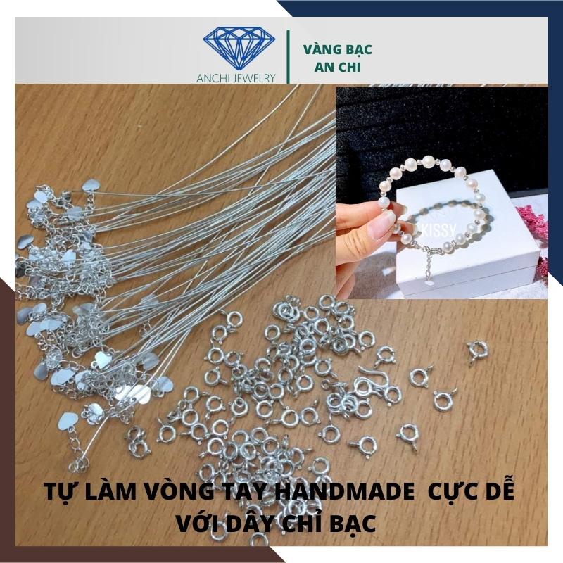 Dây lõi bạc, chỉ bạc xỏ hạt làm vòng tay , An chi jewelry