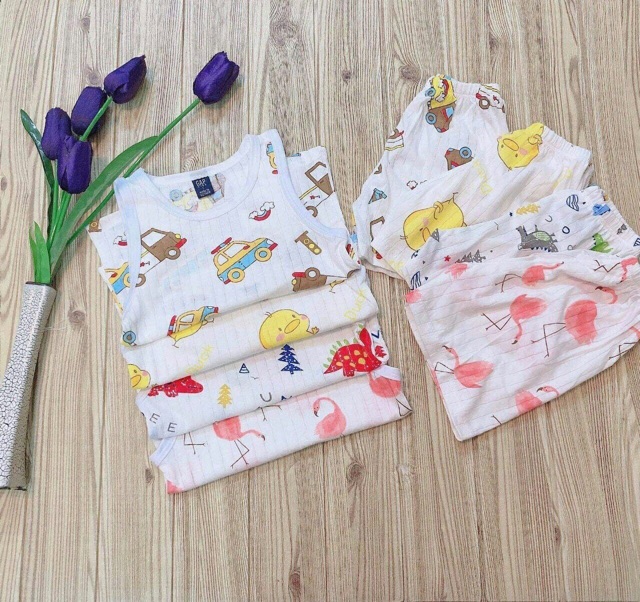 Bộ cotton giấy ba lỗ cho bé 8-18 kg