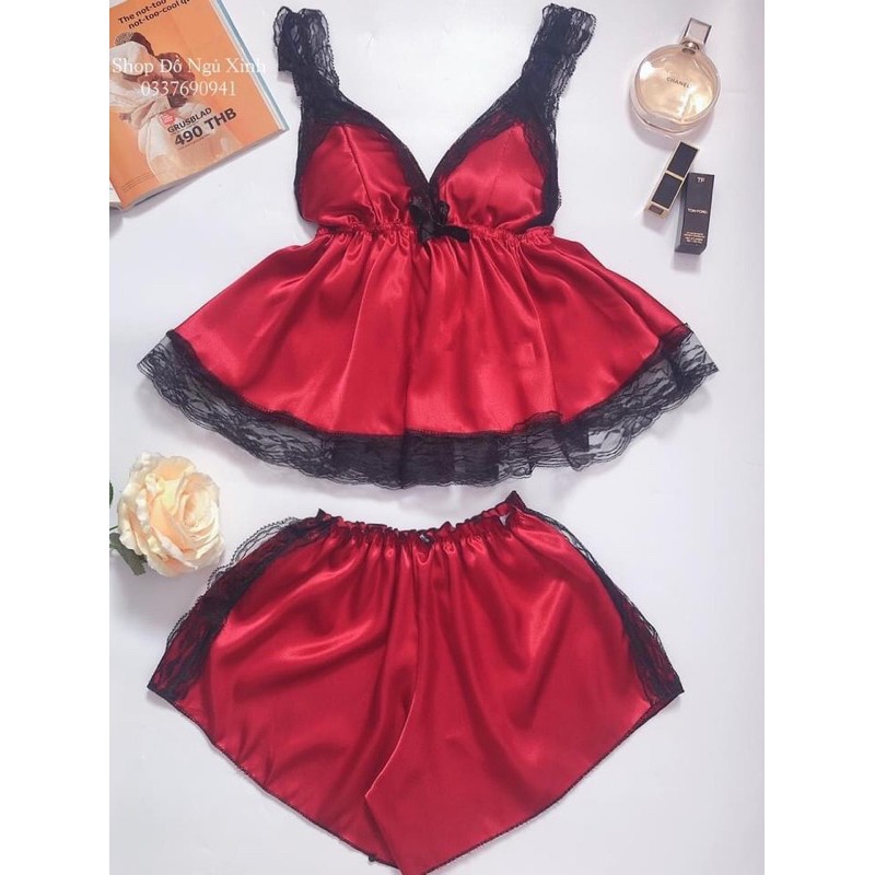 [Mã FASHION10KP giảm 10K đơn 50K] (Hình thật) Set Đồ Ngủ Phi Lụa Vải Mềm Chuẩn Loại 1 CÓ MÚT NÂNG NGỰC CỰC SEXY
