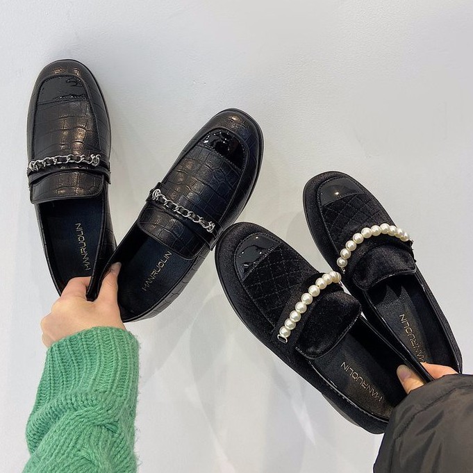 Nữ Nam cởi giầy da vuông sang trọng