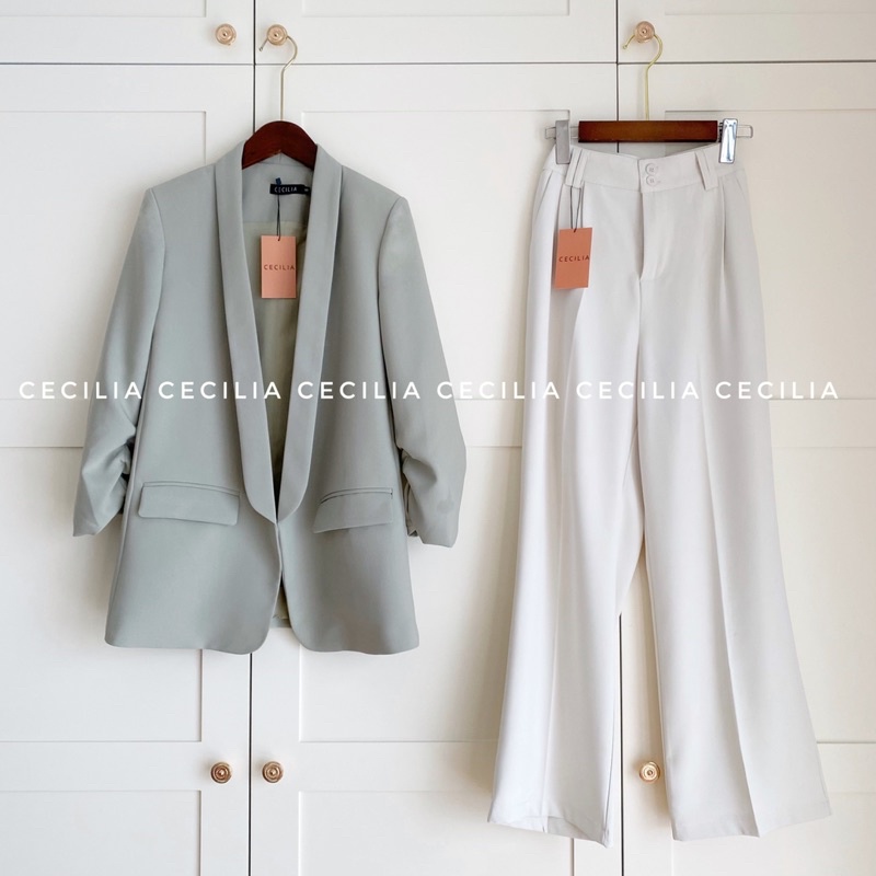 Áo blazer estelle by cecilia màu xanh bạc hà nhạt mint ảnh thật chụp bởi - ảnh sản phẩm 4