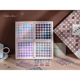 Sticker Chấm Tròn Decal Chất Liệu Giấy Nhám Vintage Trang Trí Bullet Journal [FREESHIP 50K]