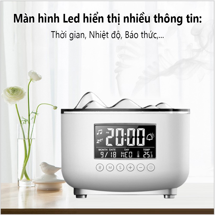 [TẶNG TINH DẦU] Máy Phun Sương Tạo Ẩm CJ 736  Tích Hợp Màn Hình Led Hiển Thị Thời Gian, Nhiệt Độ, Báo Thức DT 300ML