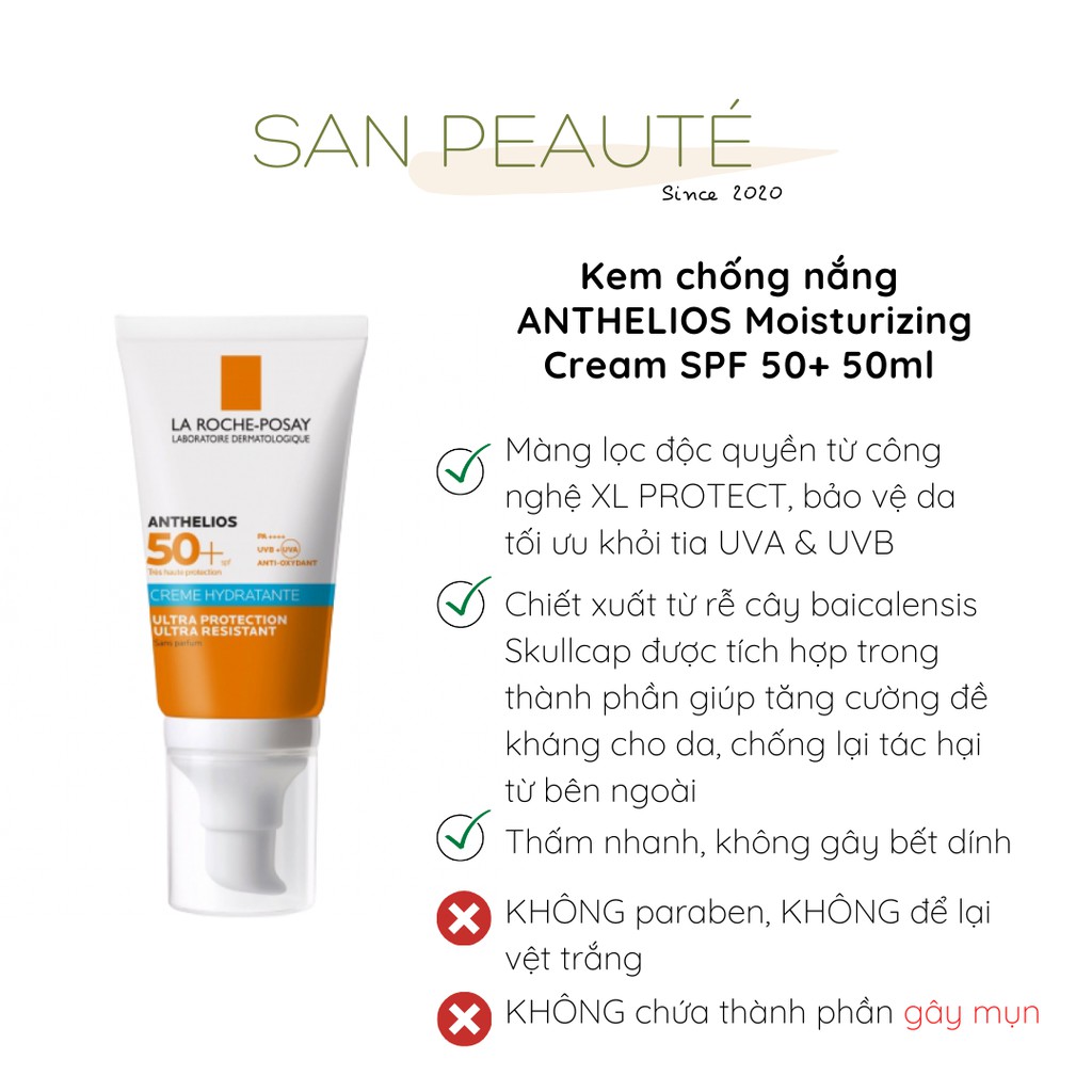 Kem chống nắng La Roche Posay ANTHELIOS Moisturizing Cream SPF 50+ 50ml
