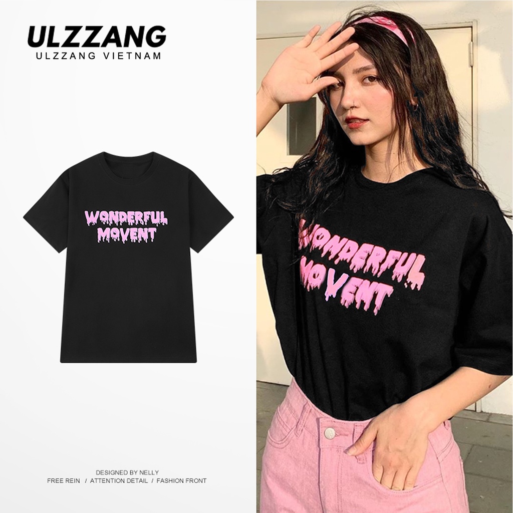 Áo thun nữ ulzz ulzzang tay lỡ form dáng rộng wonderful movent