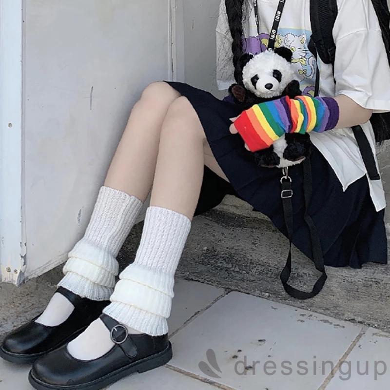 Tất len ống dài màu trơn thời trang thu đông dành cho nữ