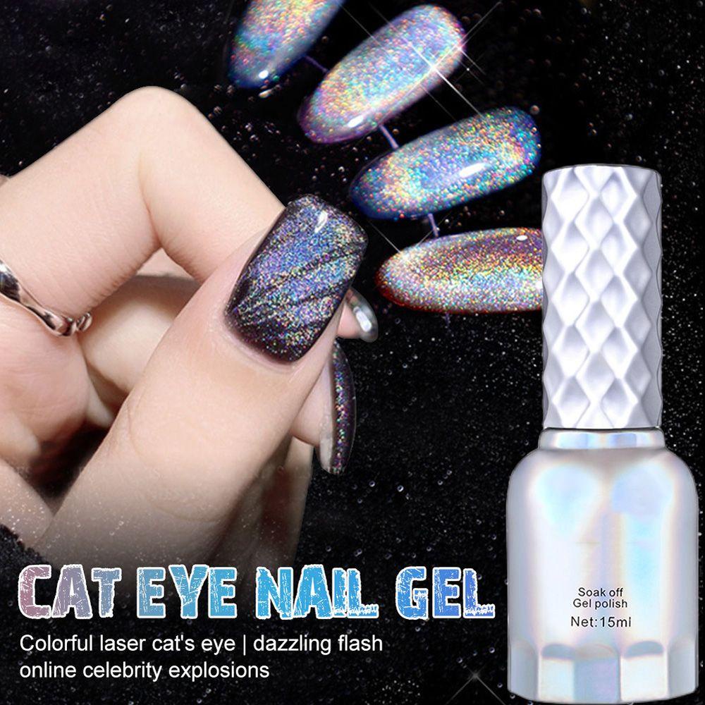 XIANSTORE Winter Colorful Reflective Glitter UV Gel Magnetic Gel 15ml Rainbow Cat Eye Nail Gel Nail Polish Sparkling Auroras Soak Off Nail Art Holographic Glitter