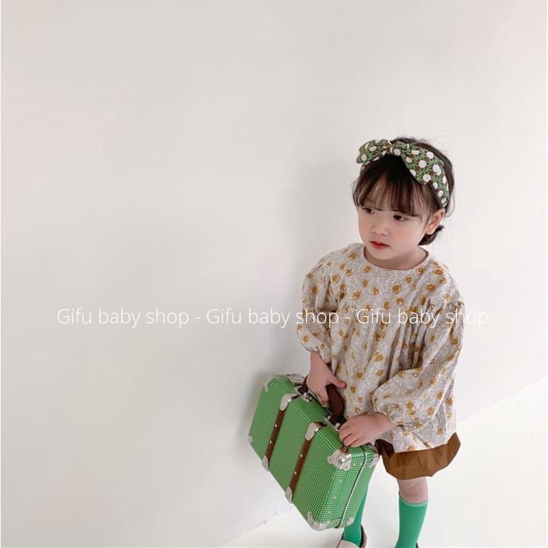 Áo thô mềm hoa nhí vintage cho bé gái style Hàn quốc