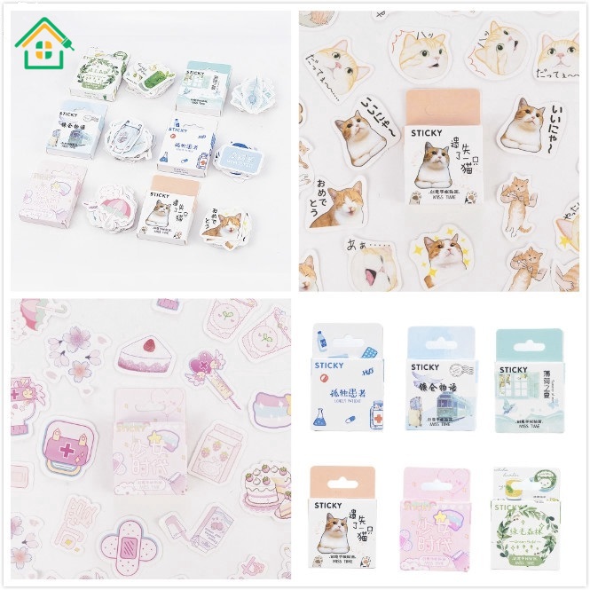 Set 46 sticker in hình dễ thương trang trí sổ tay DIY