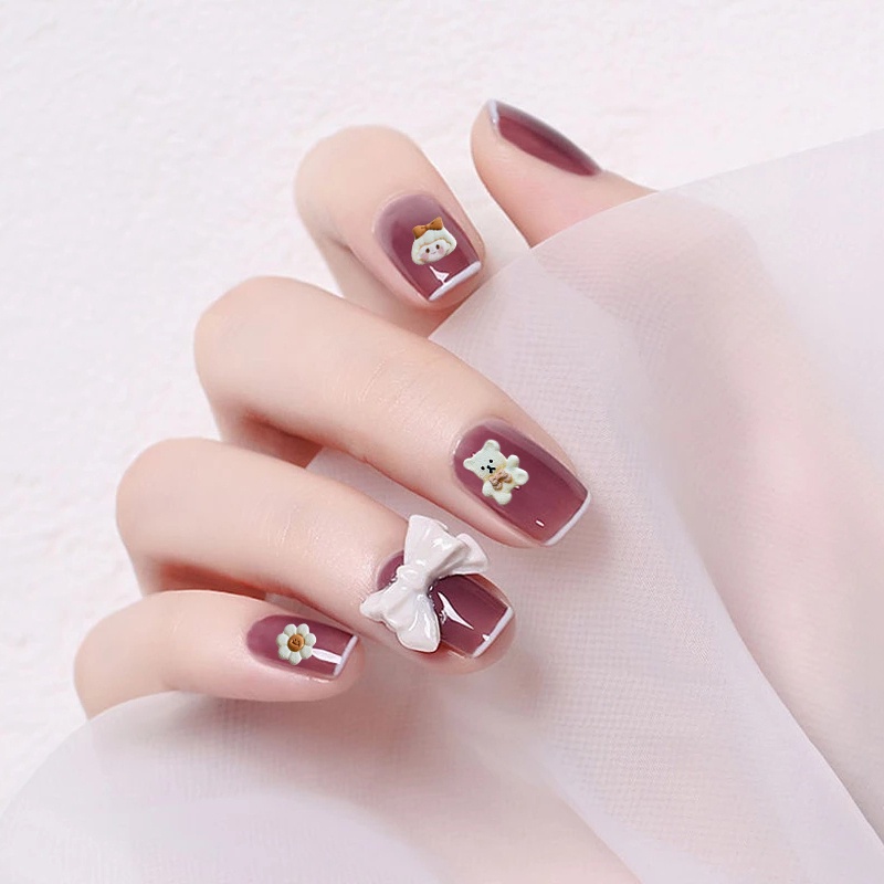 Miếng Dán Trang Trí Móng Tay Tự Dính Hình Thỏ Hoạt Hình Nhiều Màu Sắc