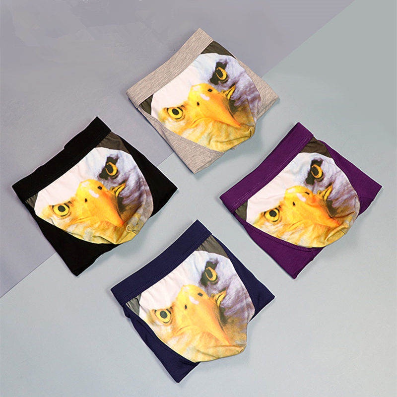 Set 4 Quần Lót Boxer 4 Trong 1 In Hình Sói Cho Nam