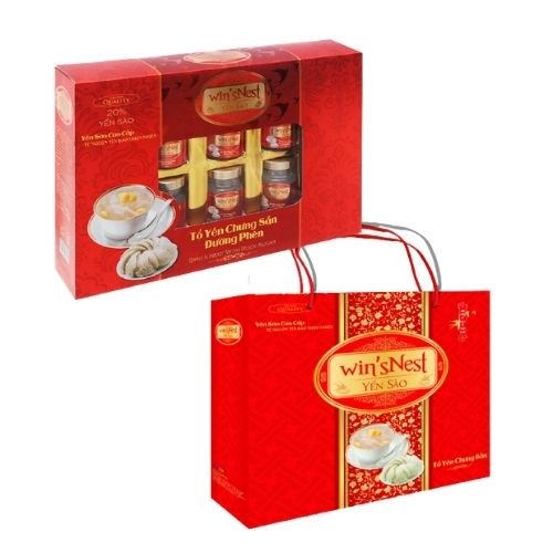 Thùng 6 hộp Yến sào win'sNest Tổ yến chưng sẵn đường phèn 20% (hộp 6 lọ)
