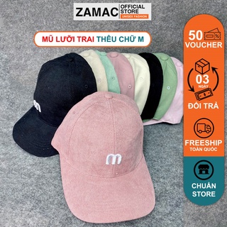 Mũ lưỡi trai, nón kết nhung ZAMAC thêu chữ M phong cách Ulzzang Unisex ZN3