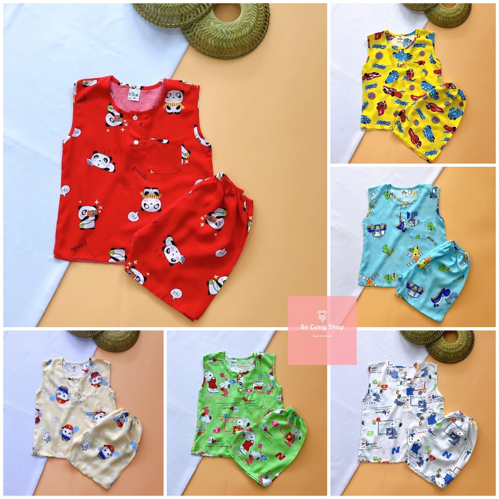 Bộ quần áo bé trai , lanh mềm,tôn lanh Sát nách| (ĐƯỢC CHỌN MẪU) 5-46KG