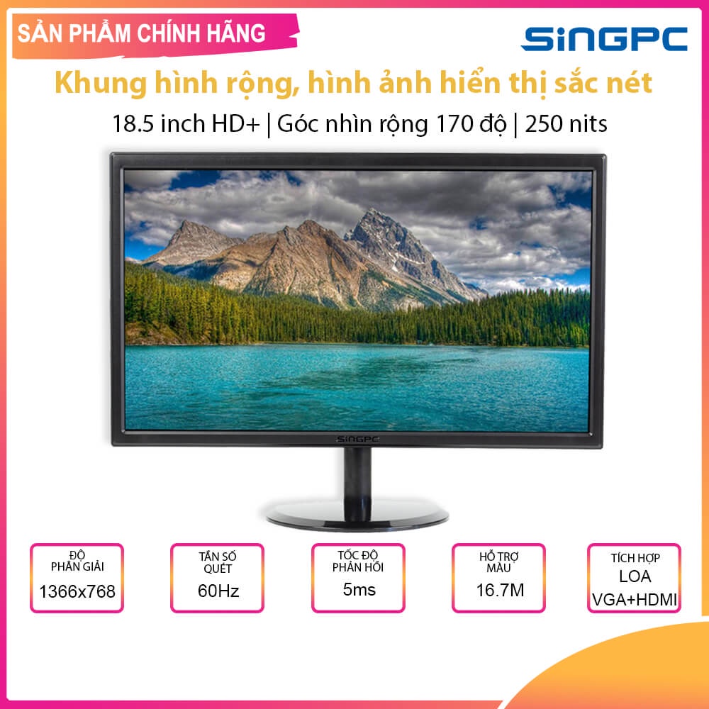 Màn hình Máy tính SingPC SGP185S 18.5 inch LED   - Chính hãng, Bảo hành 24 tháng