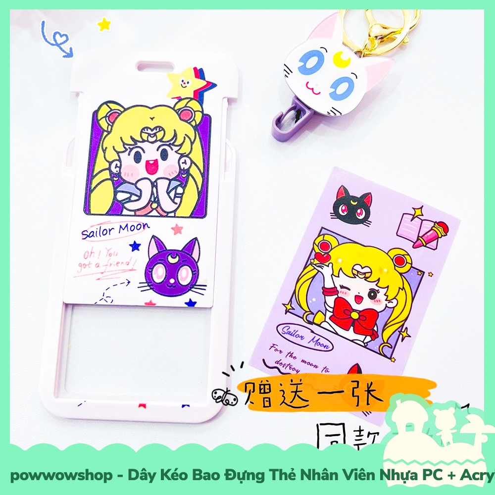 [Sẵn VN - Hỏa Tốc] Dây Kéo Bao Đựng Thẻ Nhân Viên Nhựa PC + Acrylic Mẫu Nhân Vật Hoạt Hình Game Kirby &amp; Sailor Moon
