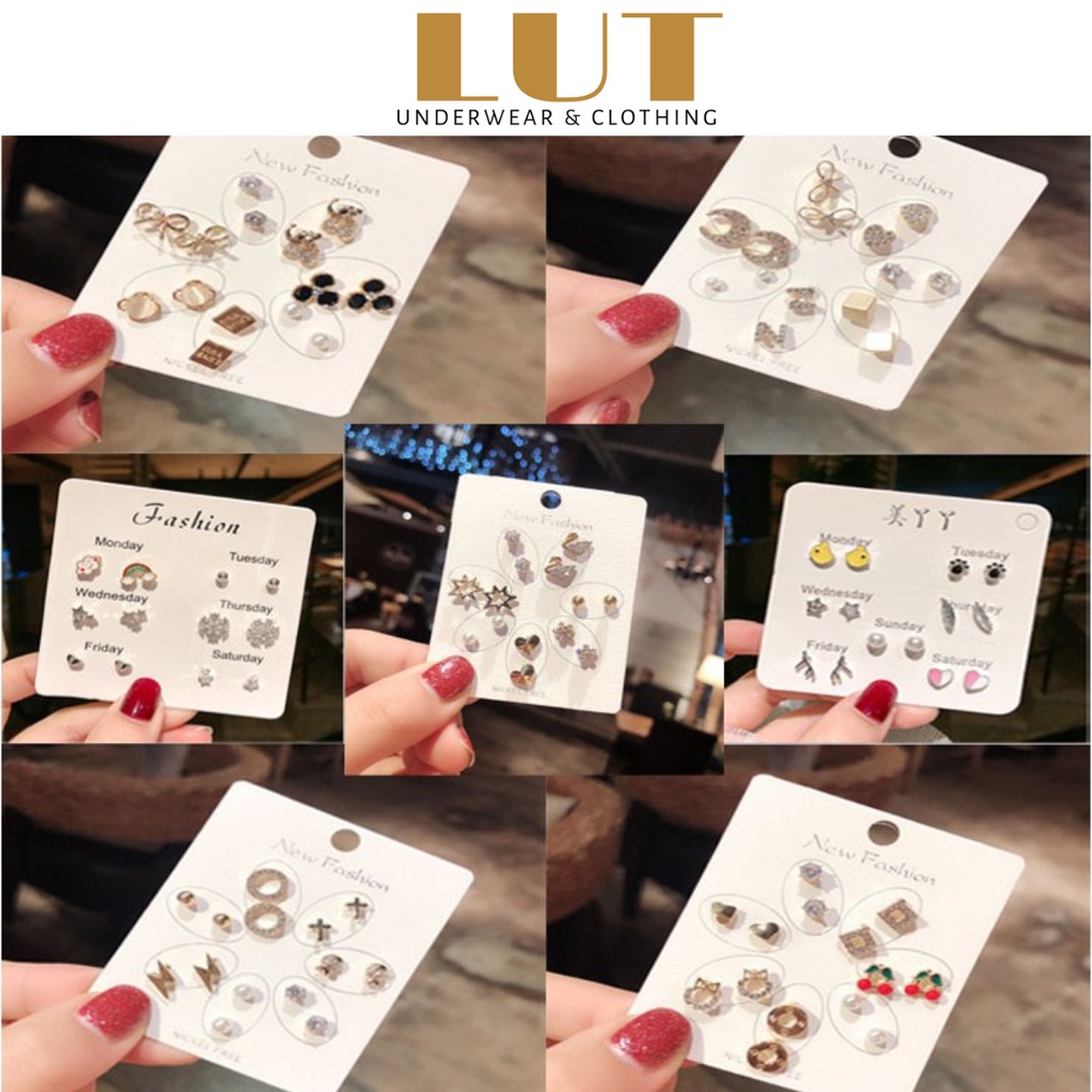 Set bông tai nữ hàn quốc - hoa tai nụ cá tính - LUT