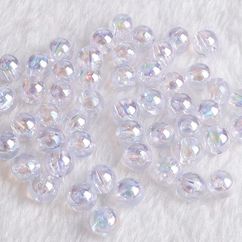 Hạt tròn acrylic rời màu kẹo cầu vồng dùng làm trang sức vòng cổ vòng tay thủ công 6 mm 8 mm 10 mm AB