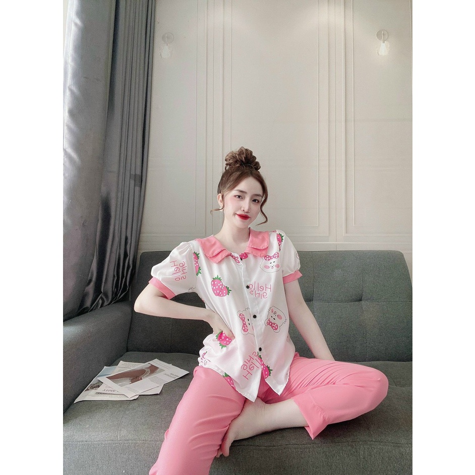 [XẢ] Đồ đồ ngủ nữ, pijama ở nhà nữ tay ngắn vải kate lụa họa tiết gấu dễ thương giá xưởng ảnh thật | BigBuy360 - bigbuy360.vn