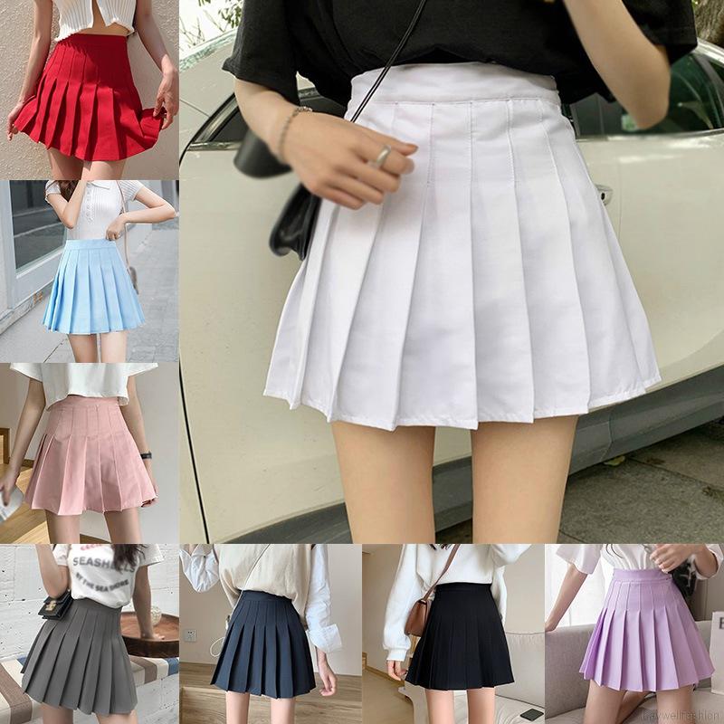 XS-3XL Women's Pleated Skirt Korean Student's Solid Color Mini A Waist - Closing | BigBuy360 - bigbuy360.vn