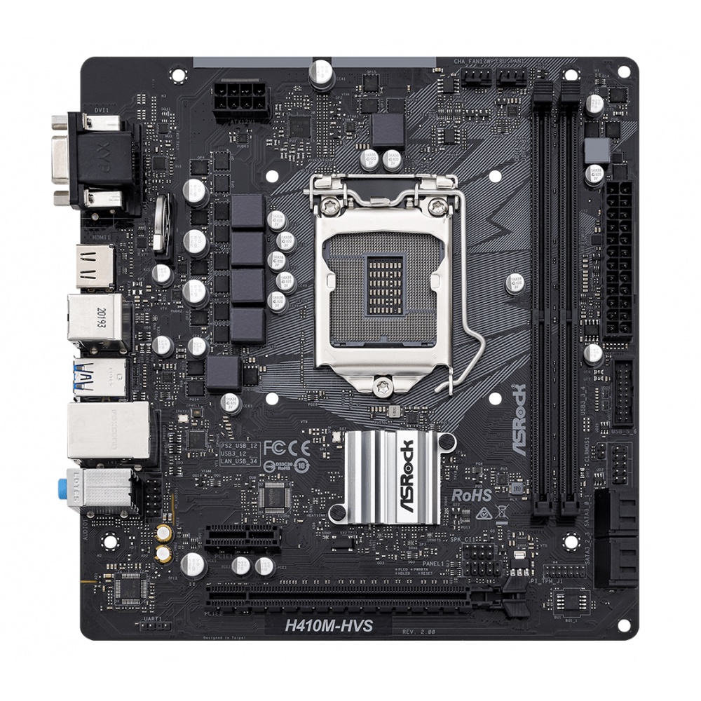 Bo mạch chủ ASROCK H410M-HVS R2.0 Thiết Kế Vừa Vặn Chắc Chắn 2 Khe Ram Hàng Chính Hãng