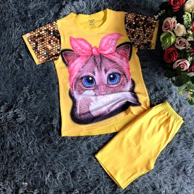 Compo đồ bộ thun cotton bé gái