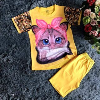 Compo đồ bộ thun cotton bé gái