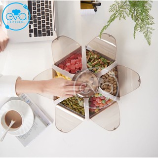 Khay Mứt Khay Đựng Bánh Kẹo 6 Cánh Hoa Tự Bung Sang Trọng Tiện Lợi M3119