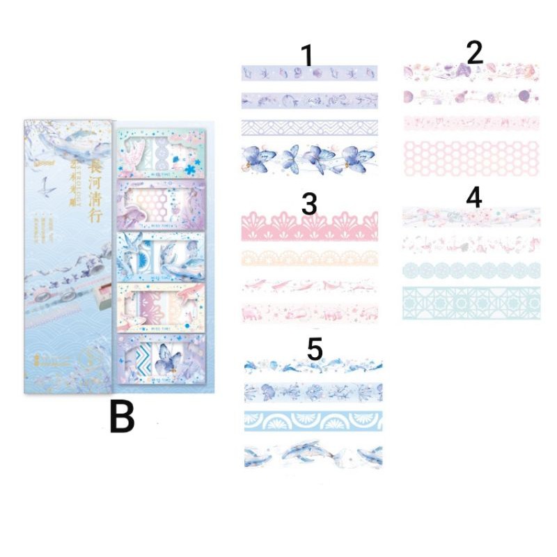 Set 4 cuộn washi tape 3m laser ánh nhũ