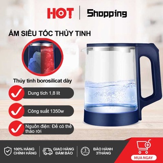 Bình đun nước, bình siêu tốc thuỷ tinh, ấm siêu tốc thủy tinh dung tích 1.8l - đun sôi nước nhanh, an toàn