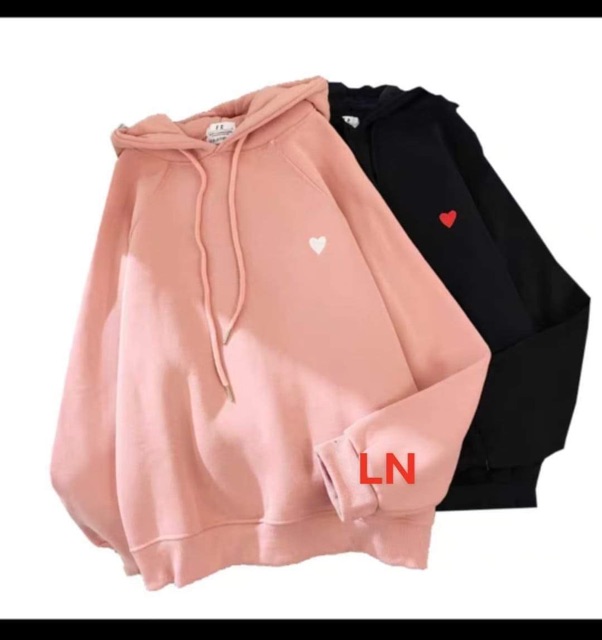 kho sỉ giá rẻ- Áo hoodie tim tay ngực ép nổi LN12