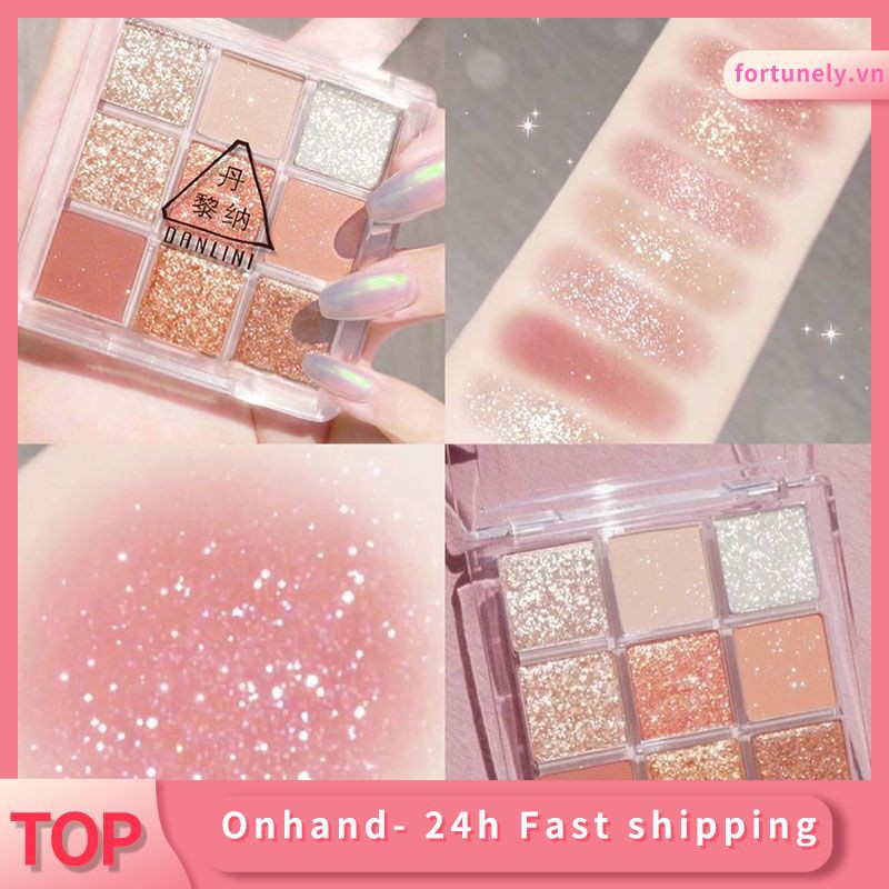 (Hàng Mới Về) Bảng Phấn Mắt 9 Màu Lì Và Ánh Nhũ Dễ Thương Thương Hiệu Dalini | BigBuy360 - bigbuy360.vn