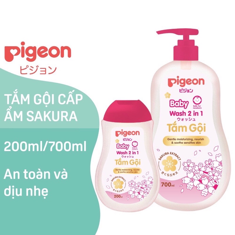 Tắm gội dịu nhẹ 2in1 Sakura Pigeon 200ml/700ml